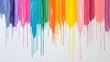 © TawaUStock - Vivid rainbow paint slowly dripping down a pristine white wall, bright studio lighting to capture every hue, paint streaks blending smoothly, the flow creating organic patterns, a sense of artistic