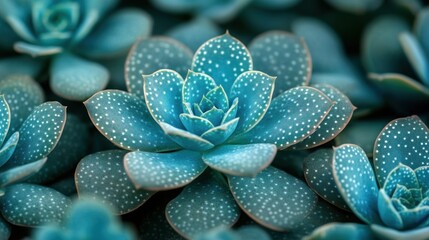 Sticker - Blue Succulent Plant with White Dots