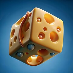 Poster - A playful 3D cheese cube with large holes. perfect for playful and quirky designs.