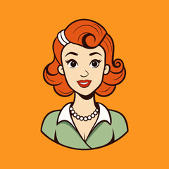 Sticker - woman face vector retro beauty illustration