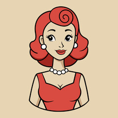 Sticker - woman face vector retro beauty illustration