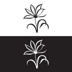 flower plant outline illustration design,black and white line art drawing,Generative Ai