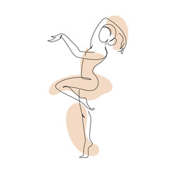 Wall Mural - Elegant motion continuous line art drawing of a dancer, woman doing sport, ballerina. Beauty dancer, freedom concept. Minimal poster print art. Trendy one line draw design vector graphic illustration