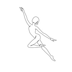 Wall Mural - Elegant motion continuous line art drawing of a dancer, woman doing sport, ballerina. Beauty dancer, freedom concept. Minimal poster print art. Trendy one line draw design vector graphic illustration