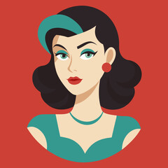 Wall Mural - woman face vector retro beauty illustration