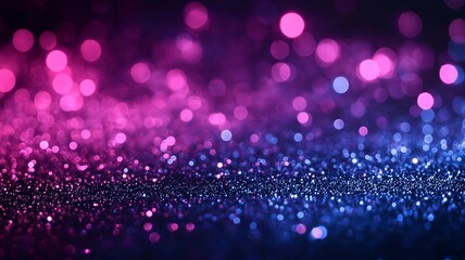 abstract bokeh purple pink and blue glitters on a black background generative ai