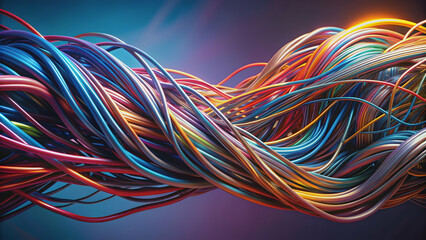 Abstract art of intertwined wires creating a dynamic and intricate texture , abstract, wires, intertwined, dynamic