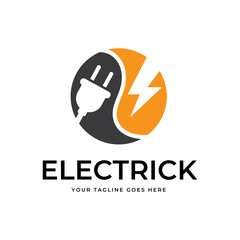 electrical power plug logo. current and voltage symbol.