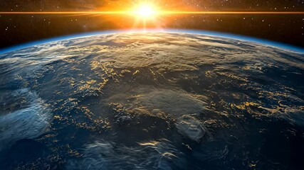 Wall Mural - Breathtaking sunrise over Earth captured from space showcasing vibrant colors and stunning cloud formations