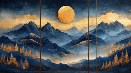 Wall Mural - Golden Hour Mountain Landscape