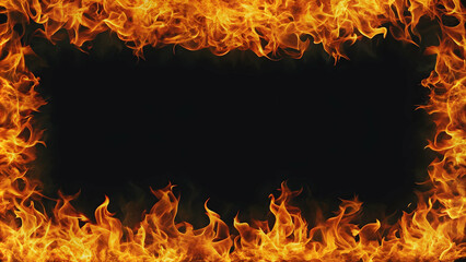 Fire border isolated on background, flames, burning, heat, fiery, blaze, inferno, hot, bonfire, wildfire, combustion