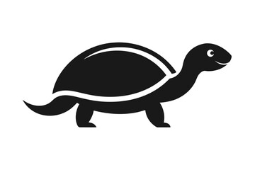 Wall Mural - A minimalist Tortoise logo icon. silhouette black vector illustration