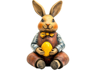 a statue of a rabbit holding an egg