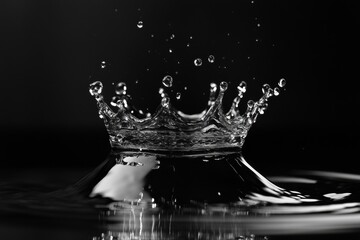 Wall Mural - Water splash in the shape of a crown on a black background,