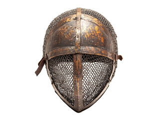 a helmet with a wire mesh face