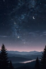 night sky and moon
