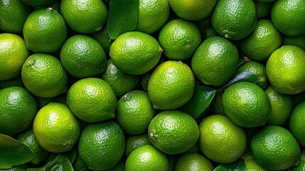 A display of vibrant green limes (Citrus aurantiifolia), perfect for refreshing drinks at the market