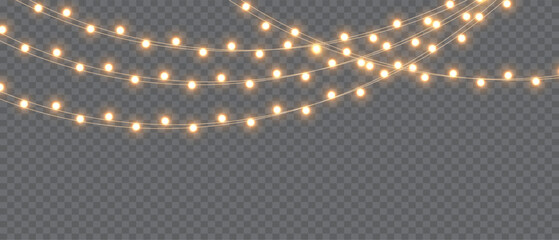 christmas lights on a transparent background. christmas light png. set of christmas glowing garlands