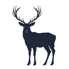 Poster - Silhouette of a deer with large antlers.