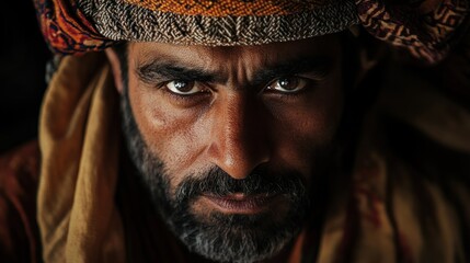 Poster - Intense Gaze of a Middle Eastern Man