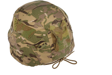 camouflage military helmet white background