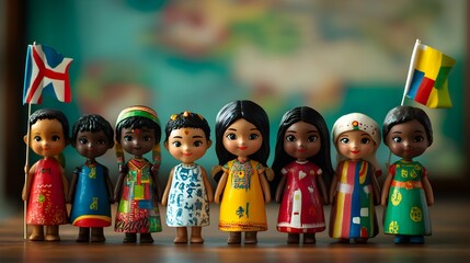 Diversity and Inclusion  Multicultural Dolls with Flags