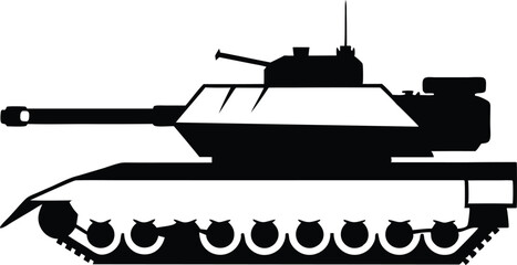 Military Tank silhouette vector illustration on white background.