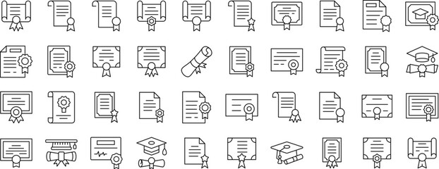 Poster - Award, Diploma, Certificate Pack of Thin Icons. Editable Stroke. Suitable for Web Sites, Books, Cards, Apps