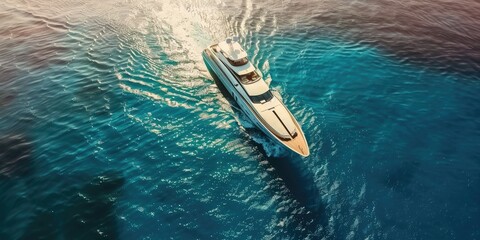 Wall Mural - Luxury Yacht sailing on the clear turquoise sea