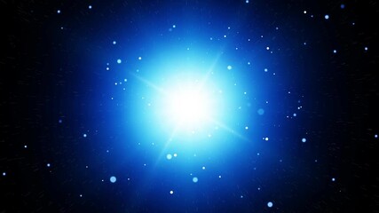 Wall Mural - cosmic light burst: zooming particles and shimmering star rays in a dynamic blue atmosphere of float