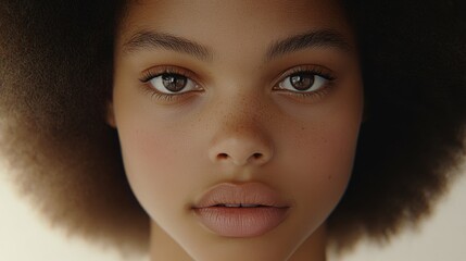 Poster - A woman with a dark afro and brown eyes. She has a nice smile and her eyes are open