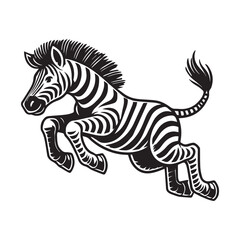 Stylized  Zebra Outline Clipart Design - Zebra vector Illustration in black and white