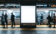 © mutter - Media template for advertisements displayed in a NYC Subway Station with a moving train as the background. Photorealistic 3D render illustration.