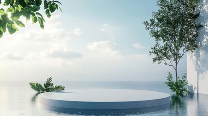 Wall Mural - Minimalist White Platform  over Water