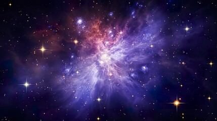 A photo of a galaxy with fireworks overlay