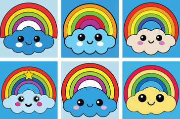 Sticker - Simple colorful cute rainbow vector illustration