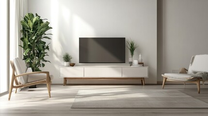 Canvas Print - Minimalist Living Room with a Modern TV