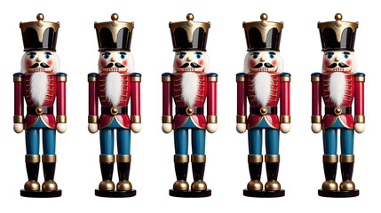 Canvas Print - Set of christmas nutcracker toy soldier guard on transparent background. Mockup template for artwork