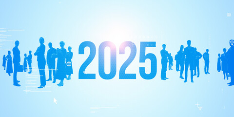 Aufkleber - Multinational People and Technology. 2025 New Year concept. New year's card 2025.