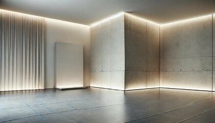 Beautiful Minimalist Design Background with Concrete Floor and Soft Lighting Generative AI