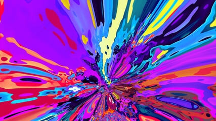 Wall Mural - Abstract psychedelic colorful fluid and liquid fractal background 