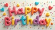 © vitanovski - Colorful happy birthday lettering with 3D monster style design