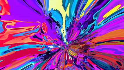 Wall Mural - Abstract psychedelic colorful fluid and liquid fractal background 