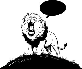 Wall Mural - Roaring Lion Illustration with Speech Bubble