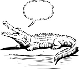 Canvas Print - Comic Style Crocodile with Speech Bubble Illustration