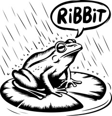 Poster - Frog on Lily Pad with Speech Bubble Illustration