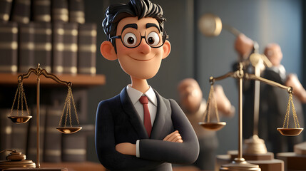 Wall Mural - A cartoon character cute Lawyer job