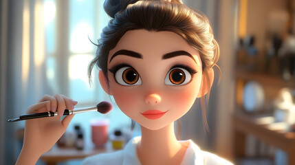 A Cartoon character cute Makeup Artist