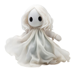 Canvas Print - PNG Spooky ghost doll figurine white cute.