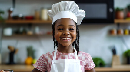 Canvas Print - African Girl conducting a virtual cooking class